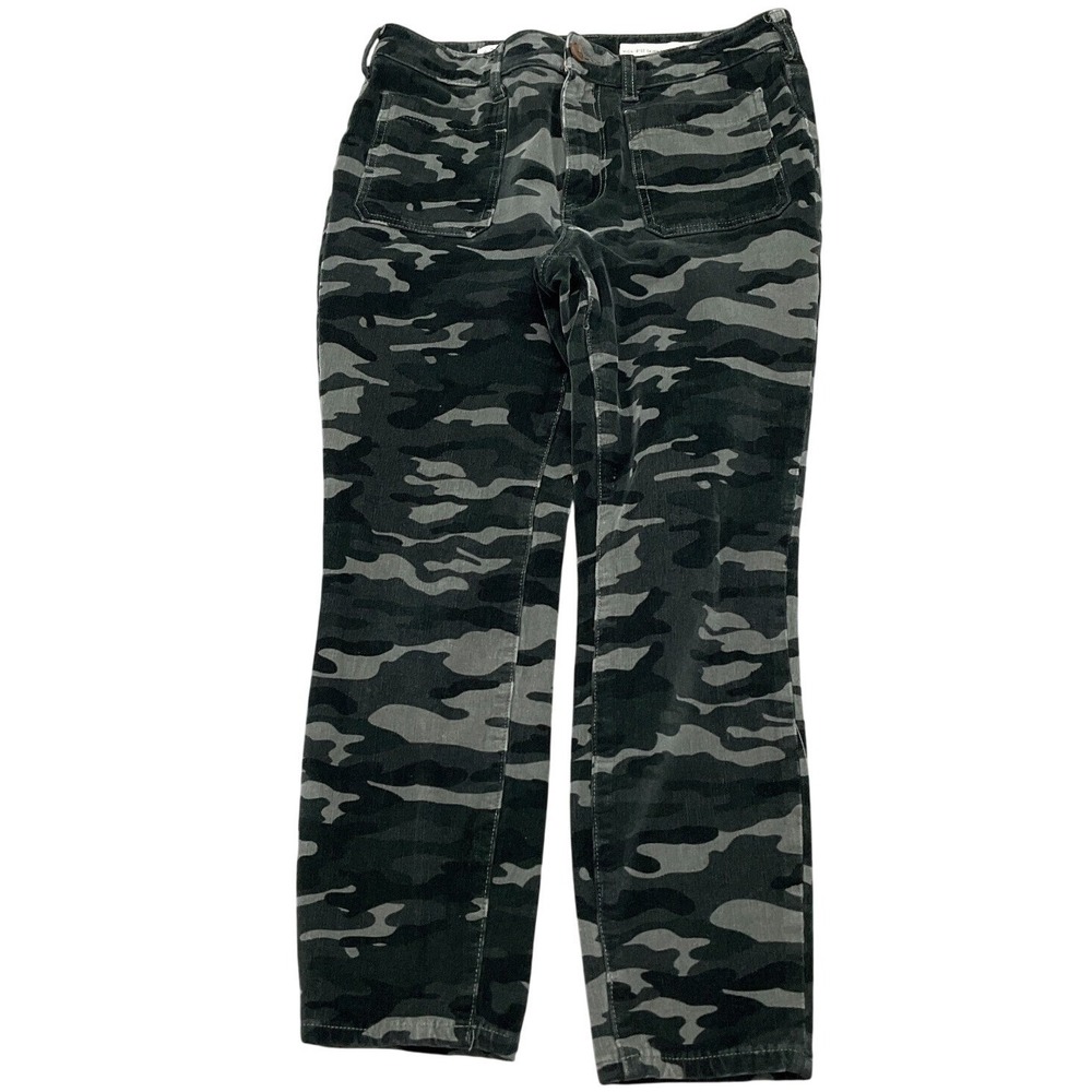 Pilcro & The Letterpress Pants Womens 30 Petite Gray‎ Black Camo Corduroy Skinny